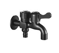 ISCBAFYX Robinet de Machine à Laver Noir Un en Deux Sorties, Robinet de dérivation 1/2 Doubles robinets en Laiton extérieur pour évier de vadrouille, B (Noir A)