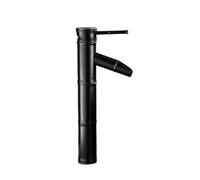 ISCBAFYX Robinet de Salle de Bain Antique entièrement en cuivre, Robinet d'évier en Bambou Chaud Froid, mitigeur de lavabo élégant pour Le Lavage du Visage, Finition Noire élégante, salles de