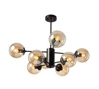 ISCBAFYX Spoutnik 6 lumières doré, Bras réglables, luminaire Suspendu du Milieu du siècle, plafonnier Industriel Vintage pour Salon, Ambre Platine, 8 lumières
