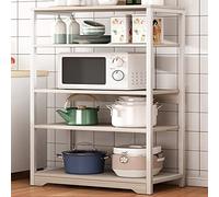 ISCBAFYX Support de Rangement de Cuisine, éère Ouverte de Grande capacité, Support Pratique pour Micro-Ondes, Poste de Travail, café (Couleur : Blanc, Taille 60 x 30 x 126 cm)
