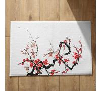 Isdreem Grand Tapis de Porte D'Entrée Paillasson Personnalisé Famille Fleur d'encre Style Chinois Cuisine New York Naturel Séchage Rapide Noir Et Rouge, 40x60cm