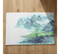 Isdreem Tapis de Bain Absorbant D'Entrée Original Peinture À L'Encre Chine, Paysage Porte Intérieur Bienvenue Paillassons Antidérapants 40x60cm