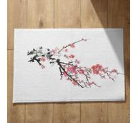 Isdreem Tapis de Bain Antiderapant Carre Paillasson Intérieur Fleur d'encre Style Chinois Cuisine New York D'Entrée Personnalisé Paillassons Antidérapants Noir Et Rouge, 50x80cm