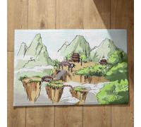 Isdreem Tapis de Bain Antiderapant Carre Salle Coloré Peinture À L'Encre Chine, Paysage pour Baignoire Paillasson One Piece Lavables Machine 50x80cm