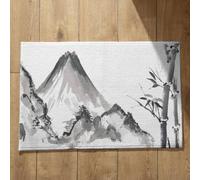 Isdreem Tapis de Bain Antiderapant pour Baignoire Tres Grand Paillasson Qualité Peinture À L'Encre Chine, Paysage Devant Porte Interieur Multicolore Noir Et Blanc, 45x75cm