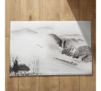 Isdreem Tapis de Bain Antidérapant Super Absorbant D'Entrée One Piece Peinture À L'Encre Chine, Paysage Porte Paillasson Original Exterieur Lavables Machine 40x60cm