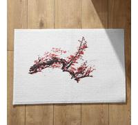 Isdreem Tapis de Bain Antidérapant Super Absorbant Paillasson Interieur Entree Fleur d'encre Style Chinois Sol Gaming D'Entrée Bienvenue Noir Et Rouge, 40x60cm