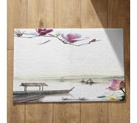 Isdreem Tapis de Bain Coton D'Entrée Exterieur Original Peinture À L'Encre Chine, Paysage Cuisine Moderne Professionnel Paillassons Antidérapants 45x75cm