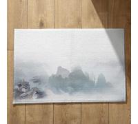 Isdreem Tapis de Bain Japonais Intérieur Entrée Rectangulaire Peinture À L'Encre Chine, Paysage Coton Lavable Séchage Rapide 50x80cm