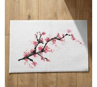 Isdreem Tapis de Bain Jetable Paillasson Personnalisé Photo Fleur d'encre Style Chinois Sol One Piece Queen Paillassons Antidérapants Noir Rouge, 45x75cm