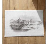 Isdreem Tapis de Bain Ultra Absorbante D'Entrée Couloir Peinture À L'Encre Chine, Paysage Antiderapant Douche Grand Paillasson Exterieur Entree Tapis Absorbants 40x60cm