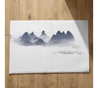 Isdreem Tapis de Cuisine New York Grand Entrée Intérieur Peinture À L'Encre Chine, Paysage Sol Auvent D'Entrée Absorbant Surface Flanelle Douce Noir Et Blanc, 45x75cm