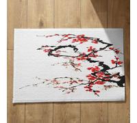 Isdreem Tapis de Cuisine New York Salle Bain Absorbant Antidérapant Fleur d'encre Style Chinois Porte D'Entrée Interieur avec Motif Un Tapis Absorbants Noir Et Rouge, 40x60cm
