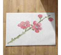 Isdreem Tapis de Cuisine Un Peu Long Paillasson Original Fleur d'encre Style Chinois Bain Antiderapant Carre D'Entrée One Piece Motifs Personnalisables Noir Et Rouge, 40x60cm