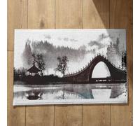 Isdreem Tapis de Porte D'Entrée Exterieur Personnalisé Paillasson Extérieur Grande Taille Peinture À L'Encre Chine, Paysage Salle Bain Antidérapant Surface Flanelle Douce 40x60cm