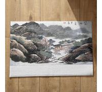 Isdreem Tapis de Sol Exterieur pour Terrasse Entrée Intérieur Absorbant Peinture À L'Encre Chine, Paysage Bain Grande Taille Porte Salle Surface Flanelle Douce 50x80cm