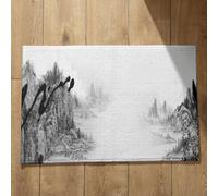 Isdreem Tapis de Sol Sortie Bain Antiderapant Baignoire Peinture À L'Encre Chine, Paysage Entrée Intérieure Salle Ultra Doux Surface Flanelle Douce 40x60cm
