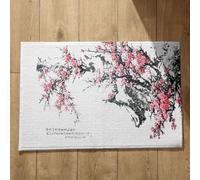 Isdreem Tapis de Sol XXL Lot Salle Bain Fleur d'encre Style Chinois Grand Cuisine D'Interieur Entrée Séchage Rapide Noir Et Rouge, 50x80cm
