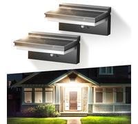 iseeway Lampe Solaire Extérieur Détecteur de Mouvement Lot de 2, 1500 LM Très Lumineux Lumière Murale Extérieure, Étanche IP65 Applique Solaire Exterieur 4 Modes pour Jardin, Garage, Blanc Froid