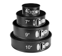 isheTao Moule à Gàteau Rond, Ensemble Antiadhésif Moules à Charnière en Acier Inoxydable avec Fond Amovible (11cm/ 18cm/ 23cm/ 26cm)