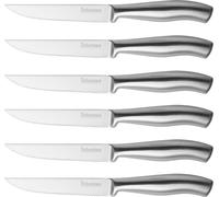 isheTao Set de couteaux à steak 6 pièces à lame crantée en acier inoxydable 12 cm argenté