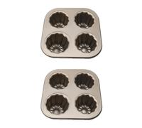 ISKDJBJG 2X Moule à Gâteau en Forme de Canele à 4 Cavités, Plat de Cuisson en Canele Antiadhésif pour Four, Moule à Canele en Acier au, Outil de Cuisson