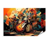 islandburner JCOA-PGR Poster XXL Peinture Guitare Batterie Scène Guitare Batterie Scène G Images de qualité supérieure Impression photo