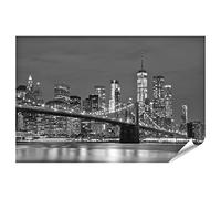 islandburner Photo XXL Poster Brooklyn Bridge Downtown Gratte-ciel New York Noir Blanc Impression photo de qualité supérieure