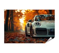 islandburner Poster XXL - Motif Porsche d'automne au coucher du soleil - Impression photo de qualité supérieure
