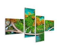 islandburner Tableau sur toile Beau chemin en bois Plitvice Lac Croatie Chemin de randonnée Nature Trekking Lacs W Images murales Poster