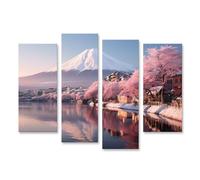 islandburner Tableau sur toile Belle Montagne Fuji Fleurs de Cerisier Japon Printemps Saison Belle Montagne Fuji K Images Murales Poster