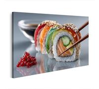 islandburner Tableau sur toile - Délicieux rouleau de sushi avec des ingrédients frais et des graines de sésame - Edition L1