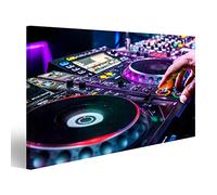 islandburner Tableau sur toile Dj platine pupitre disco club discothèque fête Cadre Affiche Poster Murale Tableaux