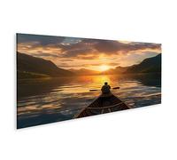 islandburner Tableau sur toile Femme fille canoë kayak mer océan rivière sports nautiques montagnes été Cadre Affiche Poster Murale Tableaux
