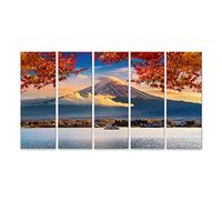islandburner Tableau sur Toile Montagne Fuji Lac Kawaguchiko Coucher de Soleil Automne Saisons Yamanachi Japon Cadre Affiche Poster Murale Tableaux