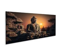 islandburner Tableau sur toile Statue de Bouddha coucher de soleil Bouddha Purnima Vesak jour Cadre Affiche Poster Murale Tableaux