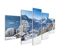 islandburner Tableau sur toile Winter Wonderland Mountain Hut Alpes Vue Panoramique Beau Paysage Traditionnel K Cadre Affiche Poster Murale Tableaux