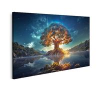 islandburner Tableau sur toile Yggdrasil Arbre Lumineux Vie Olorful Arbre du Monde Sacré Mythologie Nordique Cadre Affiche Poster Murale Tableaux