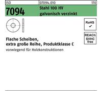 ISO 7094 Rondelles plates, très grande rangée Trou rond acier 5mm électro-galvanisé 500 pces
