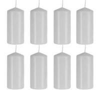 Lot de 8 bougies pilier longue durée 20h pour décoration fête coupure d'électricité Ø 5 cm x H 10 cm Blanc