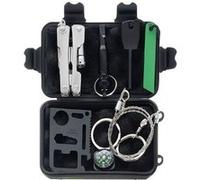 ISO TRADE SAFE Kit de survie 6 en 1 avec outil multifonctions et carte de survie 11 en 1 noir G