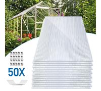 ISOISL, 14 plaques en polycarbonate à double paroi, adaptées comme pièces de rechange pour serres de jardin, dimensions 1210 x 605 x 4 mm, surface d'environ 10,25 m², plaques à double paroi, plaques p