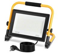 ISOISL, lot de 5 projecteurs LED de construction de 100W, 8000lm, 6500K, éclairage puissant, avec trépied et câble de 3 mètres, pour chantier, industrie, extérieur, lumière blanche froide