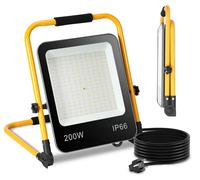 ISOISL, lot de 5 projecteurs LED pour chantier, avec trépied, 6000K, 200W, lampe de travail réglable, idéale pour les chantiers, les ateliers, les garages et les espaces extérieurs
