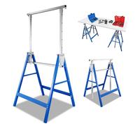 ISOISL, lot de 6 chevalets de travail, réglables en hauteur 7 fois, de 80 à 130 cm, chevalets pliables en acier, couleur bleu