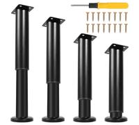 ISOISL Lot de 8 pieds de meubles réglables en hauteur de 18 à 30 cm en | Base antidérapante avec vis et tournevis, pieds d'armoire, de canapé, de lit pour armoire, canapé, lit et chaise, étagère