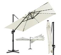 ISOISL Parasol de jardin/de terrasse, 300 x 300 cm, grand, avec manivelle, rotatif à 360 ° et inclinable, protection solaire UV50+, en aluminium, pour jardin, salle à manger en plein air, Parasol
