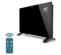 ISOISL, radiateur électrique 2500W, noir, avec élément chauffant en verre, application WiFi et télécommande, minuterie 24 heures, thermostat, indice de protection IP24, montage mural et sur pied