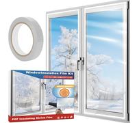 Isolant Fenetre Anti Froid 1.5 m x 2 m, Transparent Film Fenetre Isolant, Film Thermique Fenetre Anti Froid, Film de Survitrage Thermo avec Ruban Adhésif Double Face, Film Anti Froid Fenêtre