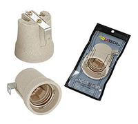 ISOLATECH 1pc Douille E27 Grise En Céramique Avec Étrier Intérieur | Avec Équerre De Fixation, Max.250V/4A, Pour Ampoules, Résistante À La Chaleur, Salle De Bains, Support Encastré